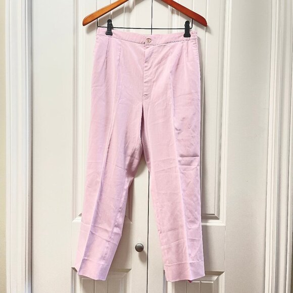 Vintage High-Waisted Zipper Button Trousers Lavender Pink - Picture 1 of 9